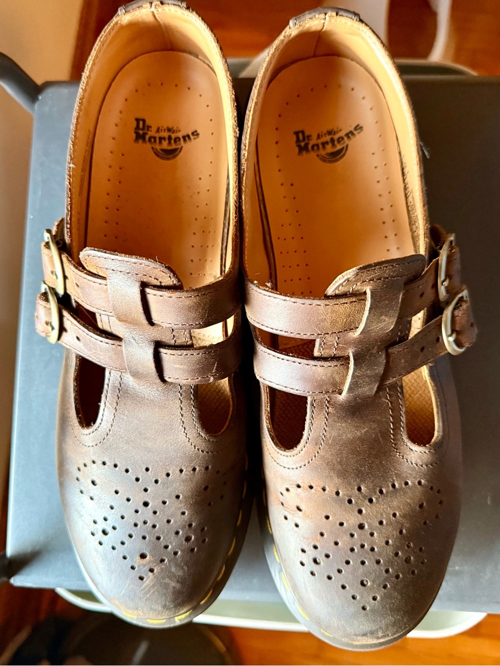 Dr. Martens Brown Leather Double-Strap Mary Jane Shoes - Picture 4 of 4